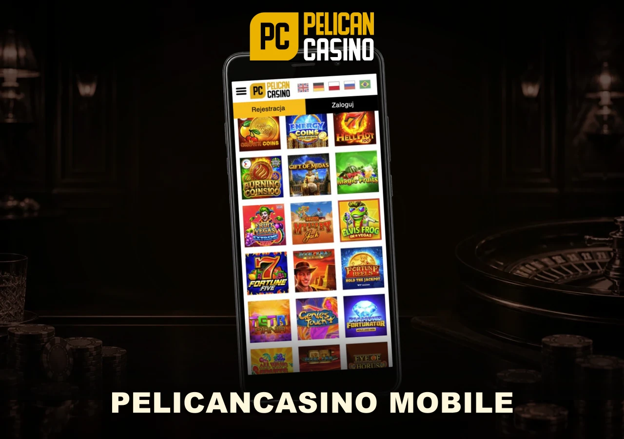 Mobilna wersja Pelican Casino na smartfonie